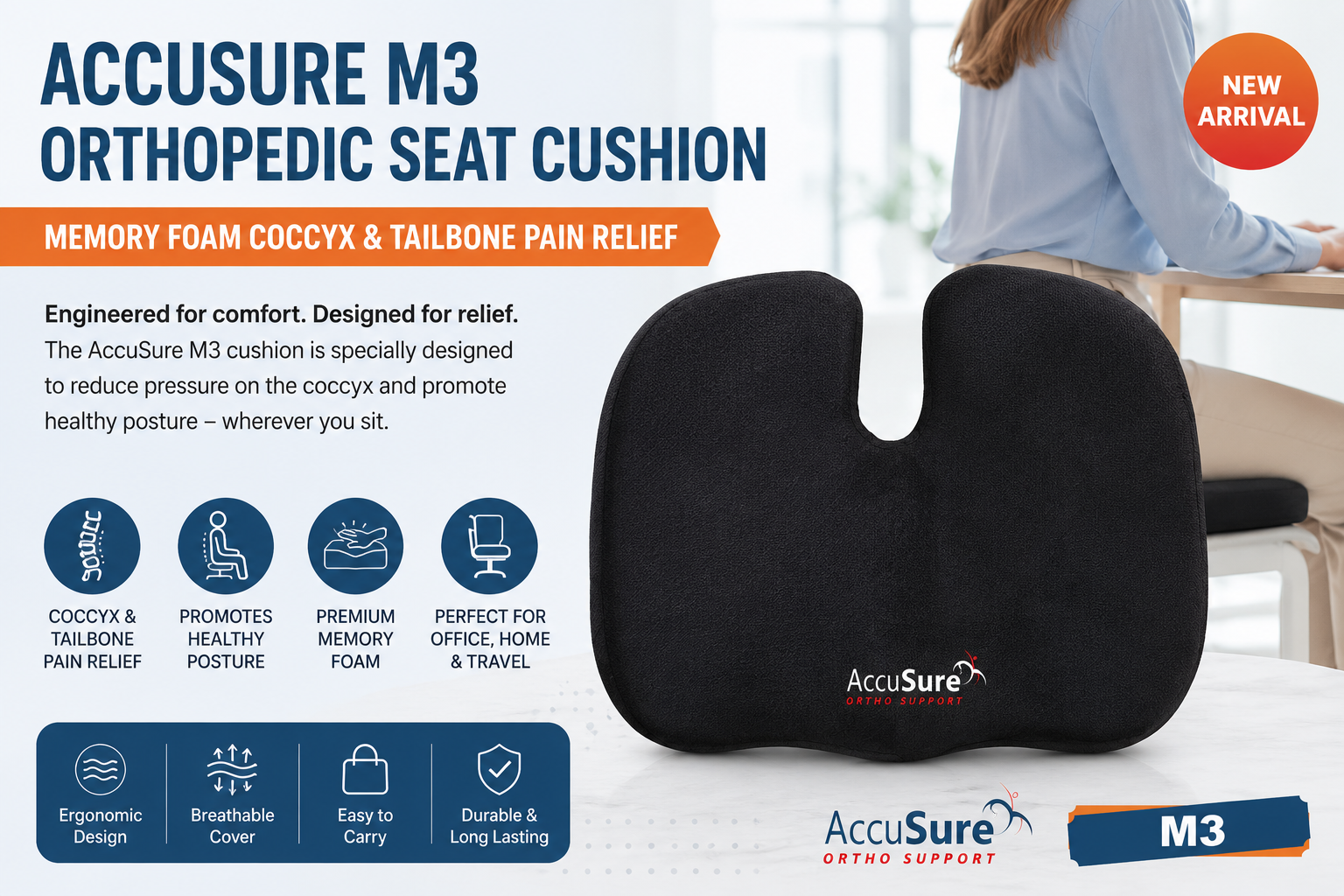 AccuSure M3 Orthopedic Seat Cushion