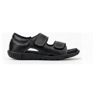 NanaFlips Original Leather Ortho & Diabetic Sandals for Men - Soft PU Sole, Adjustable Velcro, Foot Pain Relief - Black